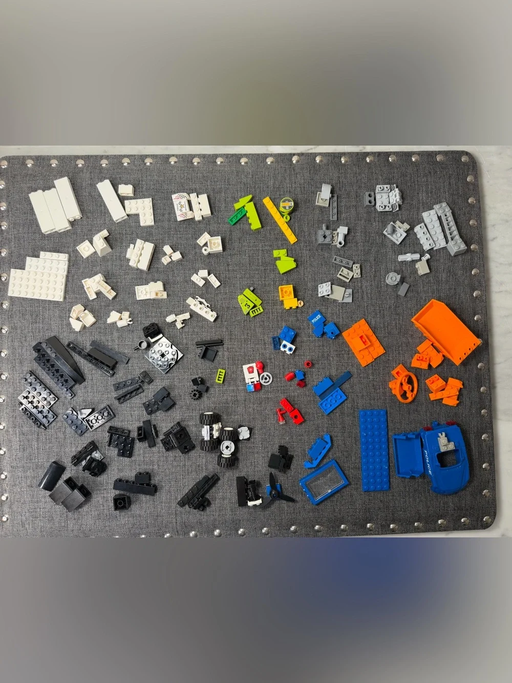 Lego Mixed Color Brick Lot - White, Black, Blue, Orange, Green, Red, Yellow
